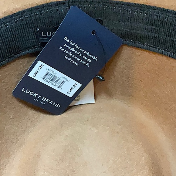 Lucky Brand 100% Wool Western Brown Leather Ranger Hat, Medium Beige - Picture 8 of 10